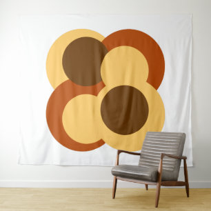 70s Abstract Geometric Circular Shapes Tapestry