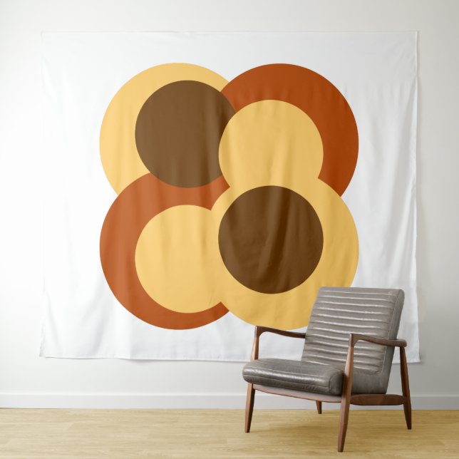 70s Abstract Geometric Circular Shapes Tapestry (In Situ (Horizontal))