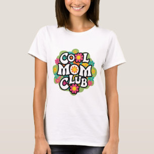 70s Aesthetic Cool Mom Club with Floral Design T-Shirt
