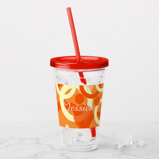 70s Aesthetic Orange Swirl Acrylic Tumbler (Front Ice)