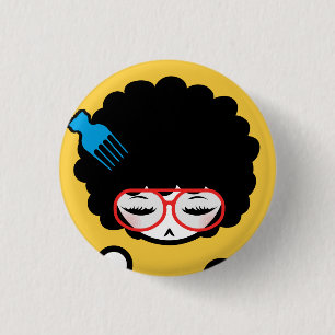 70's Afro Nina 1 Inch Round Button