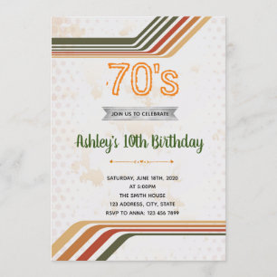 70s birthday theme invitation