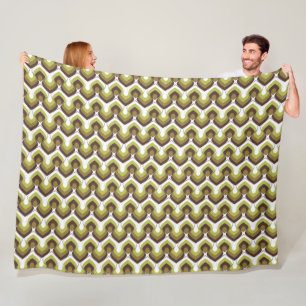70s Bold Modern Retro Ogee Motif in Greens Fleece Blanket