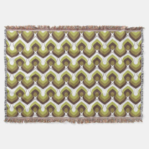 70s Bold Modern Retro Ogee Motif in Greens Throw Blanket