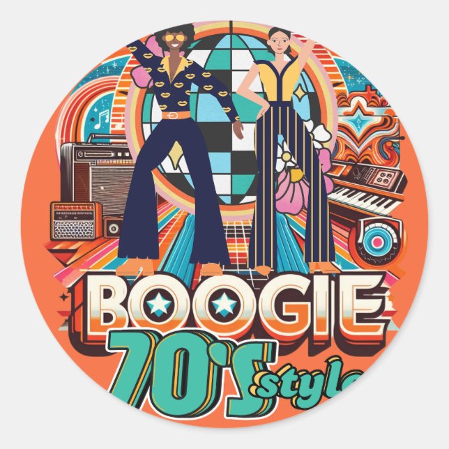 70s Boogie Retro Disco Dancing Sign Welcome Classic Round Sticker (Front)