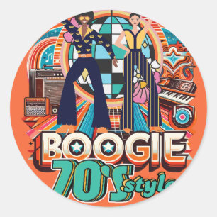 70s Boogie Retro Disco Dancing Sign Welcome Classic Round Sticker