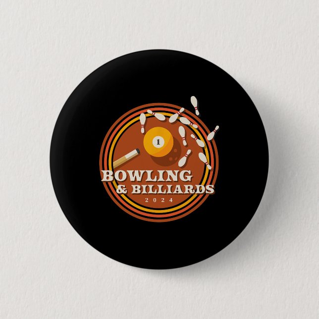 70s Bowling And Billiards  2 Inch Round Button (Front)