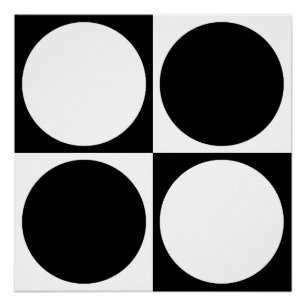 70s Checks and Circles Black and White Poster