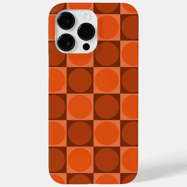 70s Checks and Circles Flame Orange Case-Mate iPhone Case (Back)