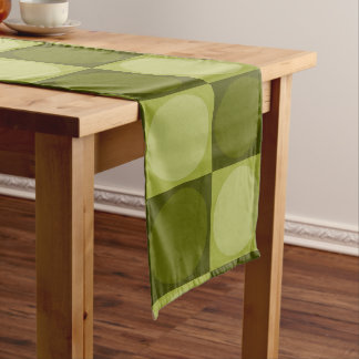 70s Checks and Circles Green Long Table Runner