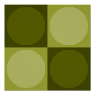 70s Checks and Circles Green Poster