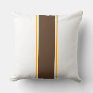 70s Cocoa Brown Orange Racing Stripes On White Outdoor Pillow