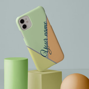 70s Colour block Sage green Triangles Custom name iPhone 13 Pro Max Case