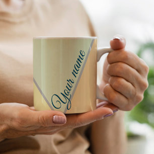 70s Colour block Sage green Triangles Custom name Coffee Mug