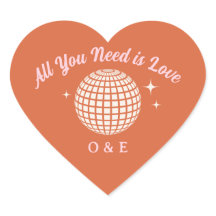 70s Disco Ball Sparkles Retro Wedding Initials