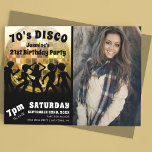 70's Disco Birthday Photo | Gold Glitter Ball Invitation<br><div class="desc">A fun snazzy 70's Disco themed birthday party invitation in black and gold with added photo for that extra touch. People dancing with a cool gold glitter ball background and 70's / 80's text with a birthday celebration template that is easy to personalize. Matching party accessories feature in my store....</div>