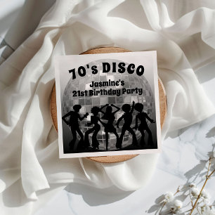 70's Disco Birthday   Silver Glitter Ball Napkin