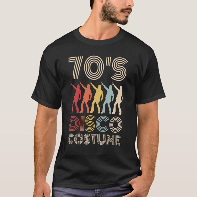 70s Disco Costume 70 Styles 1970s Men Themed Party T-Shirt (Front)