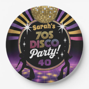 70's disco party seventies hippy birthday rave paper plate