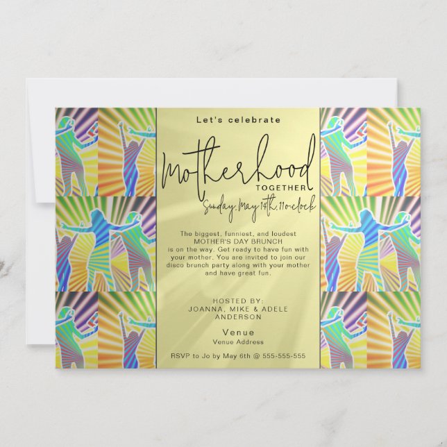 70s Disco Retro Script Mother's Day Dinner Brunch Invitation (Front)