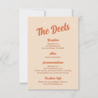 70s Disco Sparkles Retro Wedding The Details Card