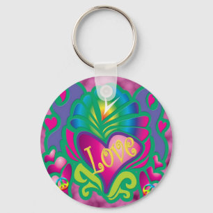 70s Floral love Keychain