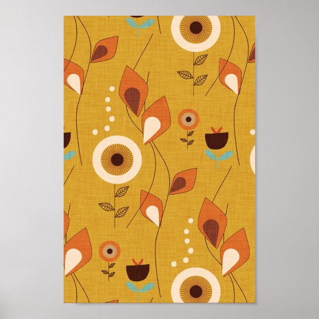 70s Floral Mustard Poster (Front)
