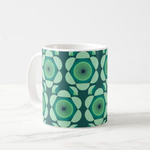 70s floral vibe  - green and blue coffee mug
