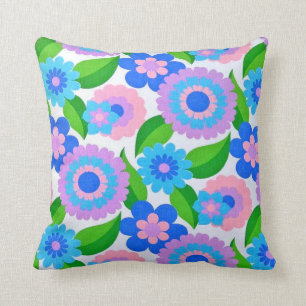 70s FLOWERS Throw Pillow