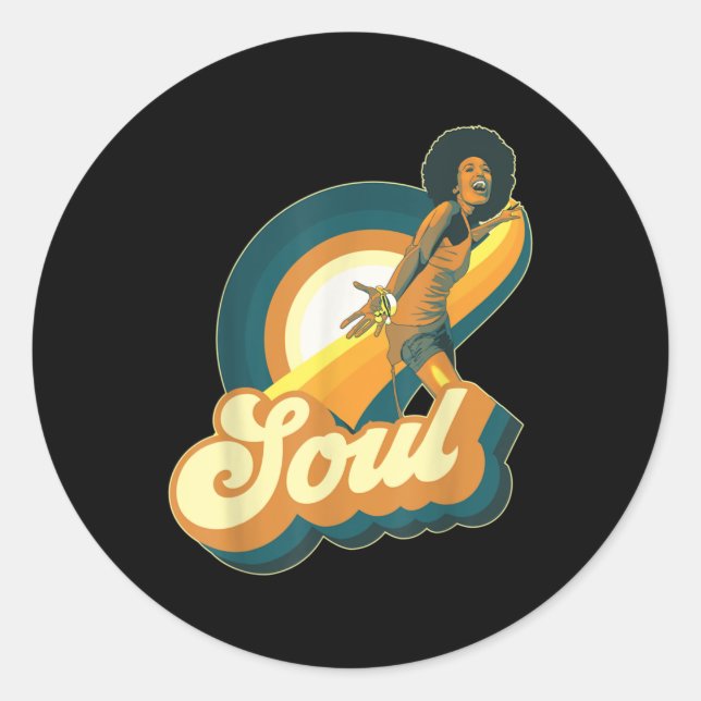 70s Funk Afro Disco Soul Classic Round Sticker (Front)