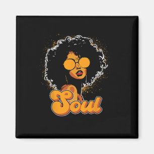 70s Funk Afro Women Soul Retro Vintage Style Black Magnet