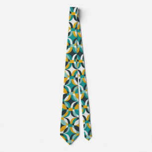 70s geometric circle shapes colourful blue retro tie