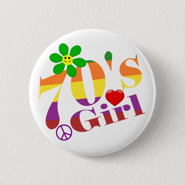 70's Girl Retro Button (Front)