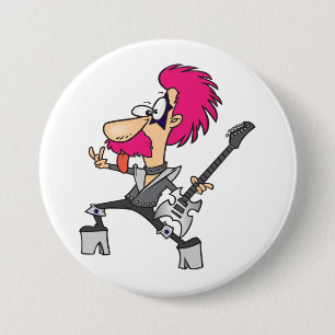 70s Glam Rock Star Pink Mohawk Punk Musician 3 Inch Round Button