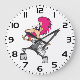 70s Glam Rock Star Pink Mohawk Punk Musician Large Clock