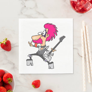 70s Glam Rock Star Pink Mohawk Punk Musician Napkin