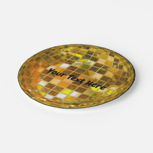 70s Gold Disco Ball 7" Paper Plate