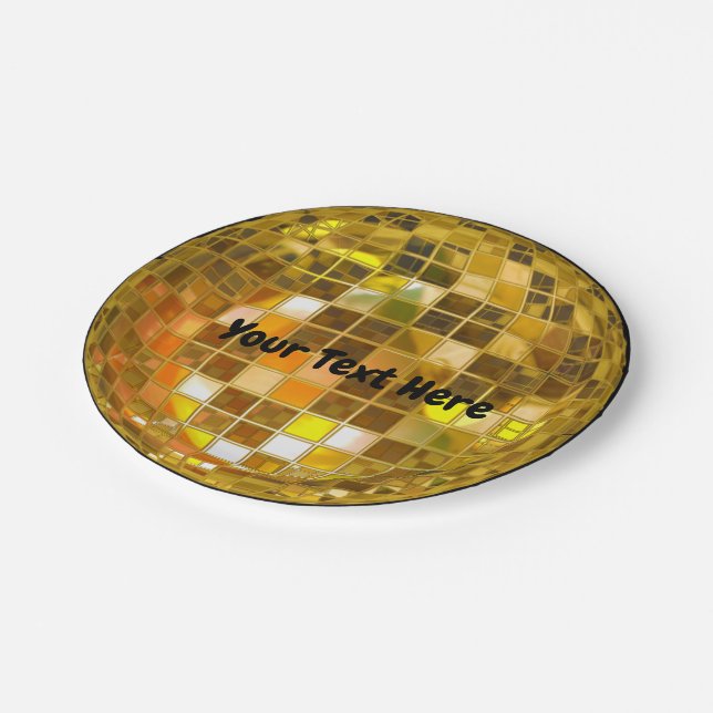 70s Gold Disco Ball 7" Paper Plate (Angled)