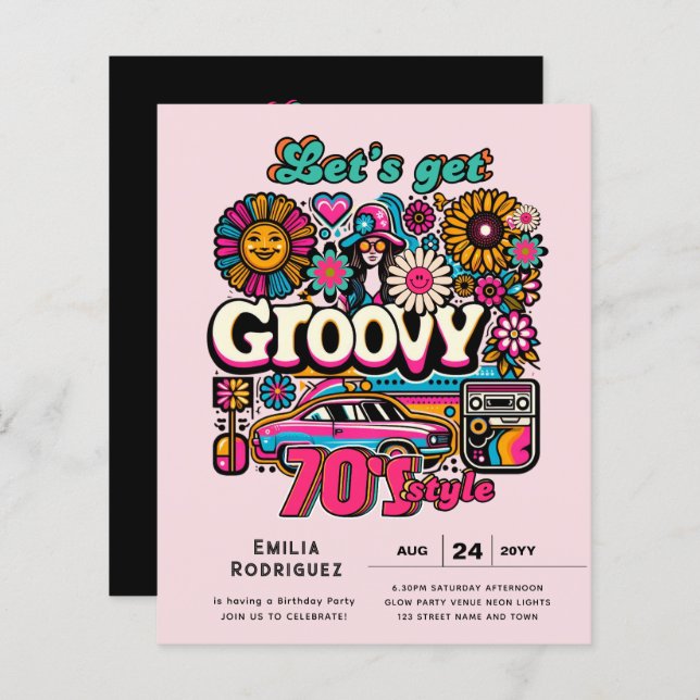 70s Groovy Boogie Retro Disco Birthday Party (Front/Back)