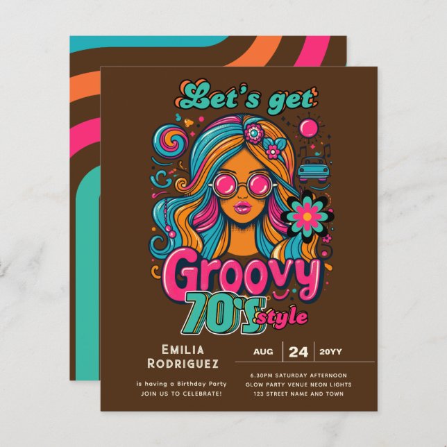 70s Groovy Boogie Retro Disco Birthday Party (Front/Back)