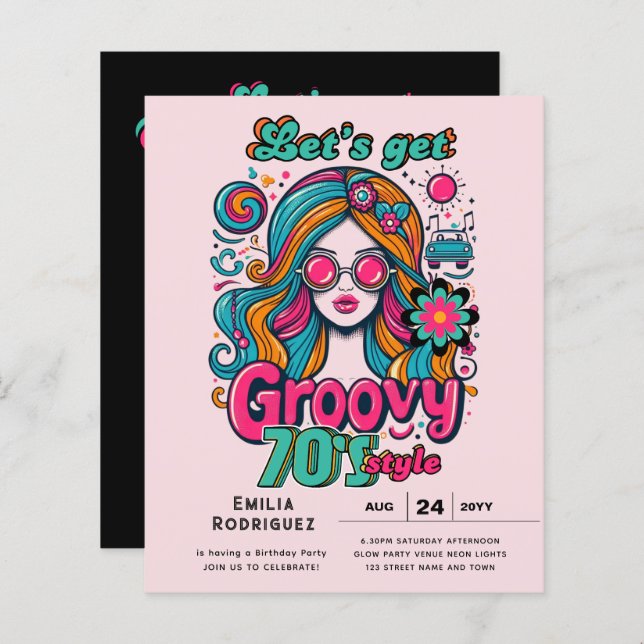 70s Groovy Boogie Retro Disco Birthday Party (Front/Back)