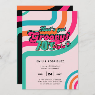 70s Groovy Boogie Retro Disco Birthday Party Invitation