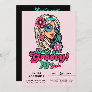 70s Groovy Boogie Retro Disco Birthday Party Invitation