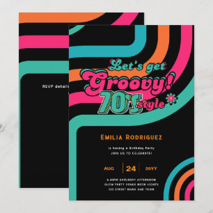 70s Groovy Boogie Retro Disco Birthday Party Invitation