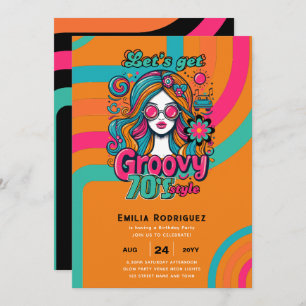 70s Groovy Boogie Retro Disco Birthday Party Invitation