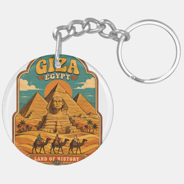 70s Groovy Great Pyramids of Giza Keychain (Back Right)