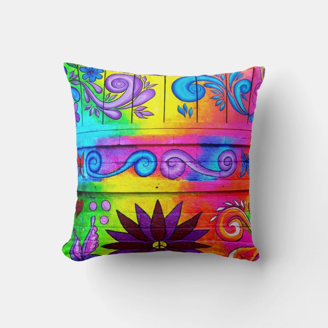 70's groovy psychedelic colours pillow (Front)