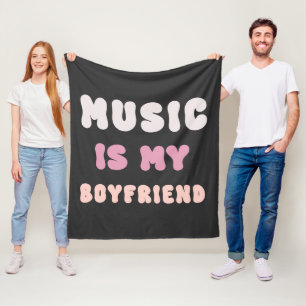 70s Groovy Typography – Music Is My Boyfriend Fleece Blanket