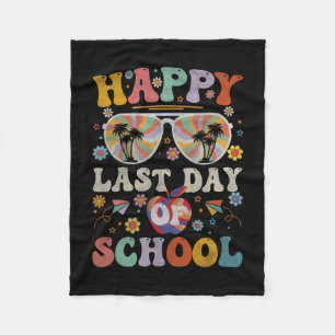 70s Happy Last Day Of School Groovy Teacher Boys G Fleece Blanket