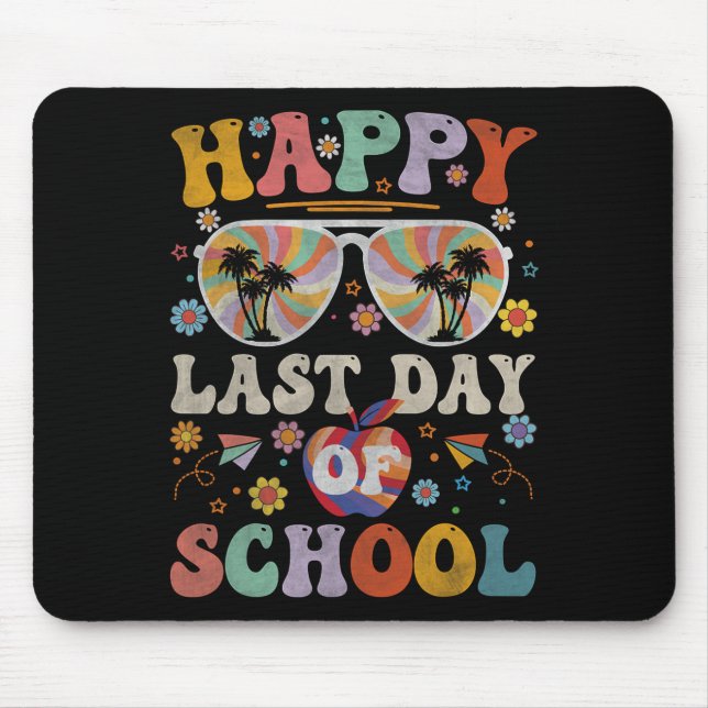 70s Happy Last Day Of School Groovy Teacher Boys G Mouse Pad (Front)